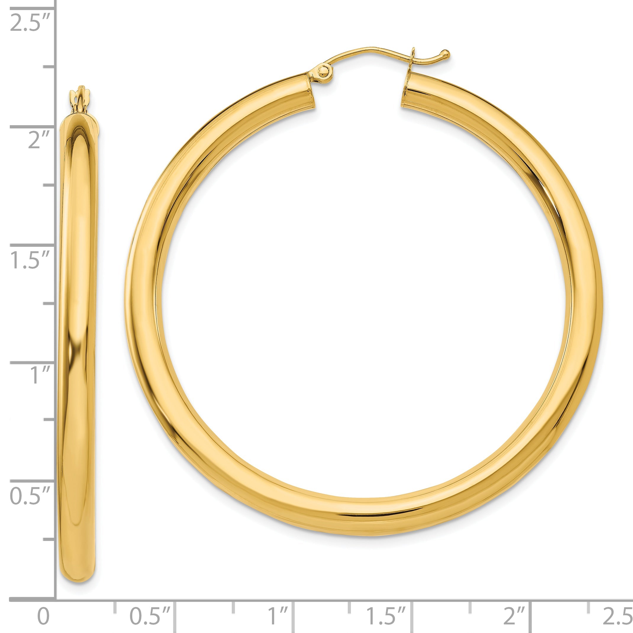 10K Gelbgold Poliert 4mm Leicht Röhre Creolen