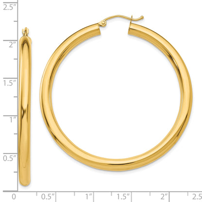 10K Gelbgold Poliert 4mm Leicht Röhre Creolen