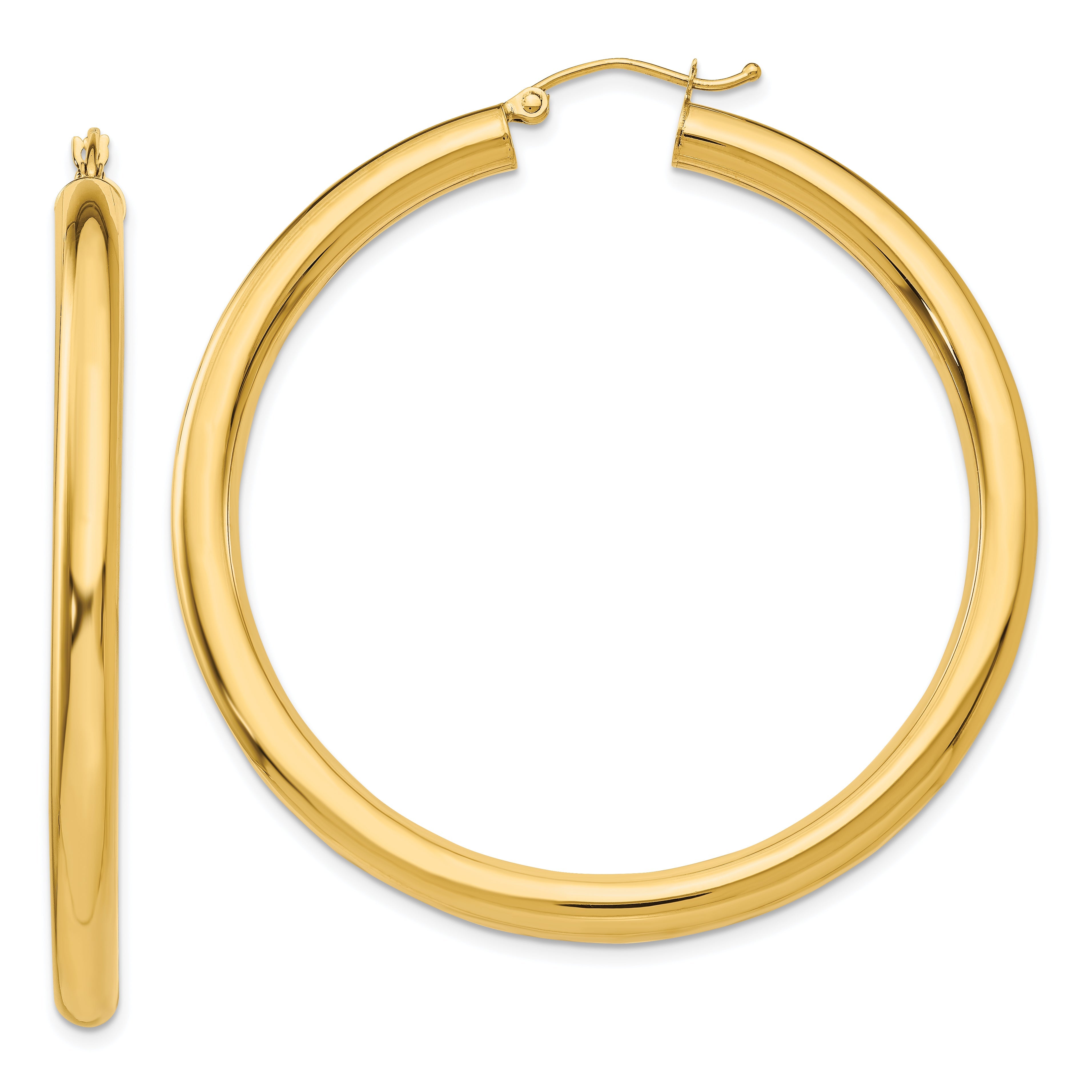 10K Gelbgold Poliert 4mm Leicht Röhre Creolen
