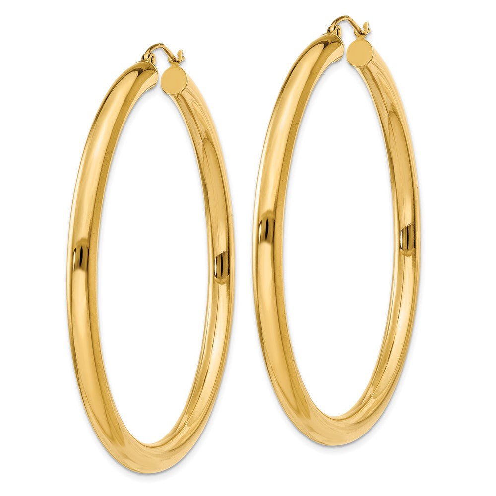 10K Gelbgold Poliert 4mm Röhre Creolen