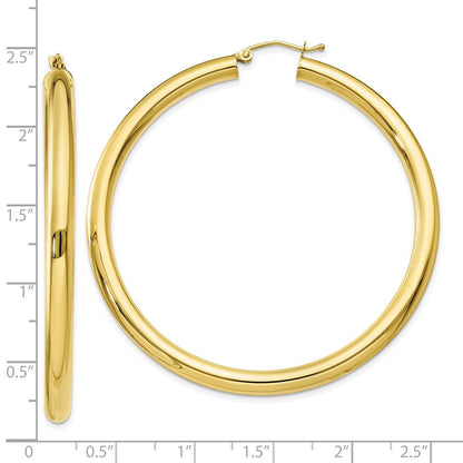 10K Gelbgold Poliert 4mm Röhre Creolen