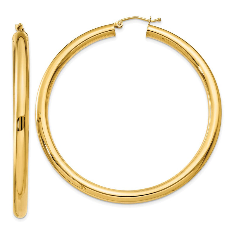 10K Gelbgold Poliert 4mm Röhre Creolen