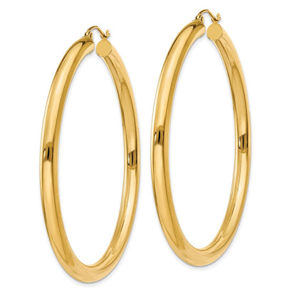 10K Gelbgold Poliert 4mm Leicht Röhre Creolen