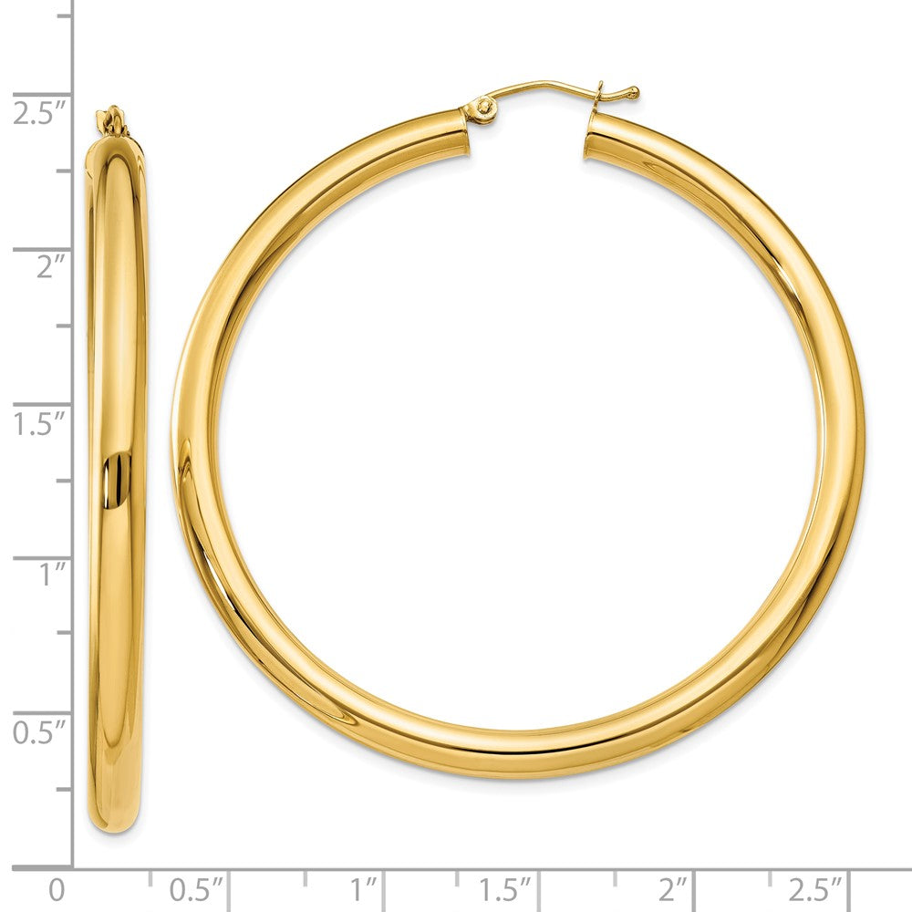 10K Gelbgold Poliert 4mm Leicht Röhre Creolen