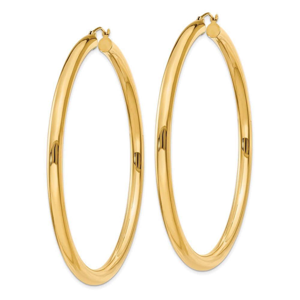 10K Gelbgold Poliert 4mm Röhre Creolen