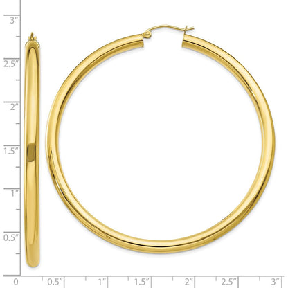 10K Gelbgold Poliert 4mm Röhre Creolen