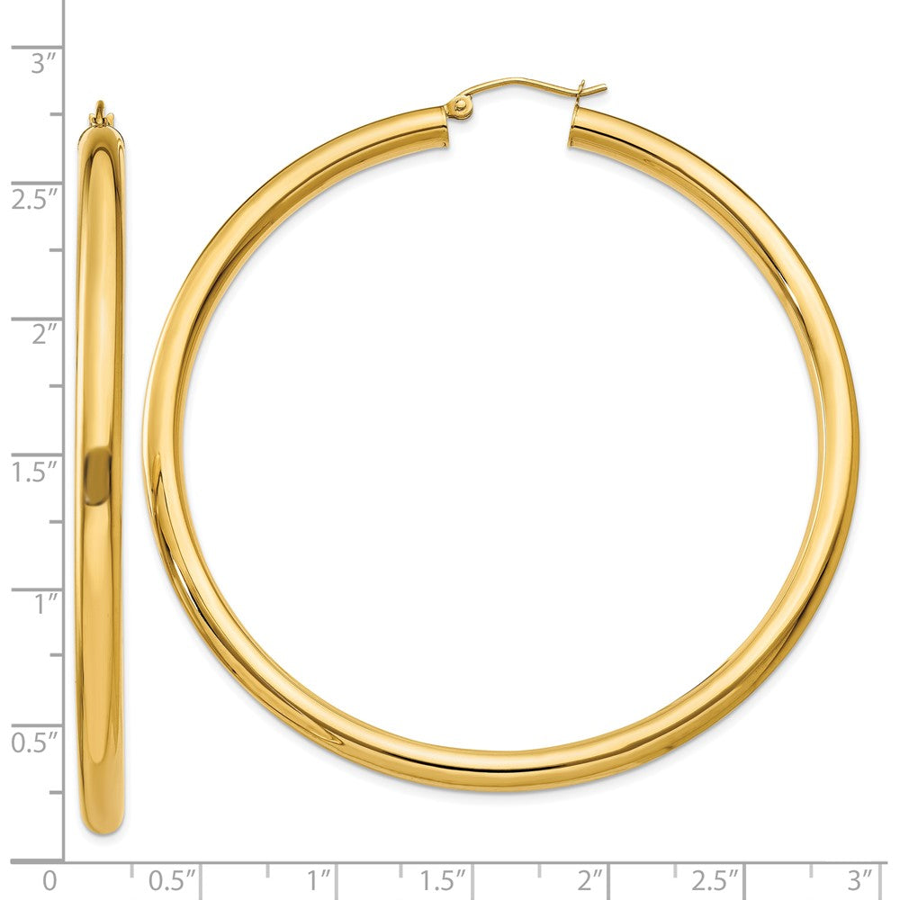 10K Gelbgold Poliert 4mm Leicht Röhre Creolen