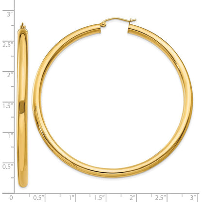 10K Gelbgold Poliert 4mm Leicht Röhre Creolen