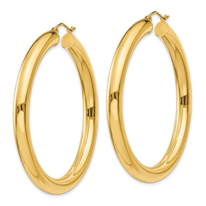 10K Gelbgold Poliert 5mm Röhre Creolen