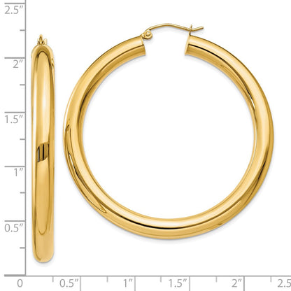 10K Gelbgold Poliert 5mm Röhre Creolen
