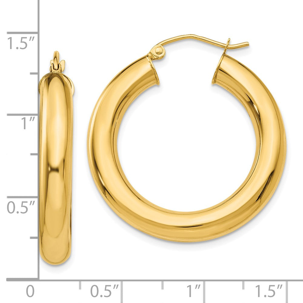 10K Gelbgold Poliert 5mm Röhre Creolen