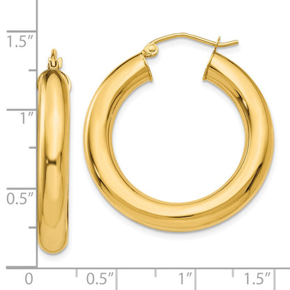 10K Gelbgold Poliert 5mm Röhre Creolen