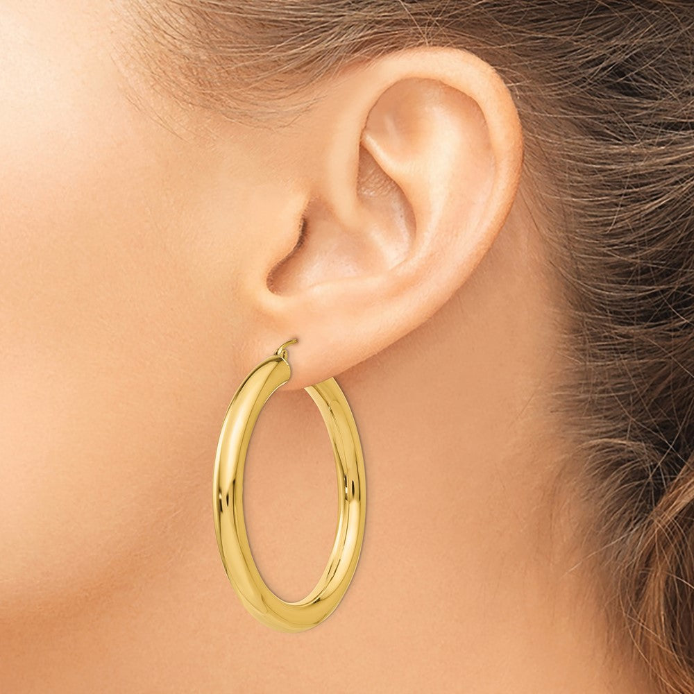 10K Gelbgold Poliert 5mm Röhre Creolen