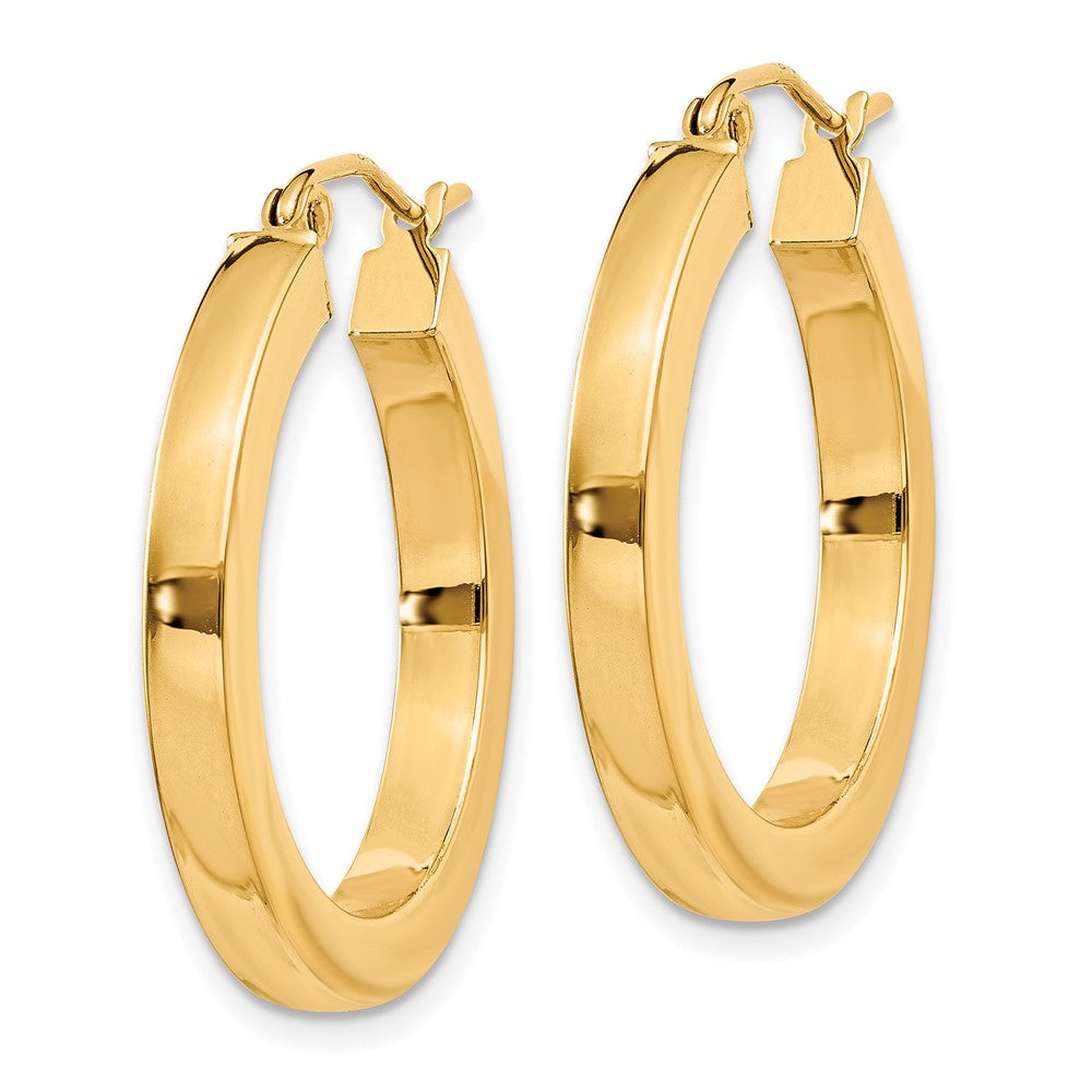 10K Gelbgold 3mm Poliert Quadratisch Creolen