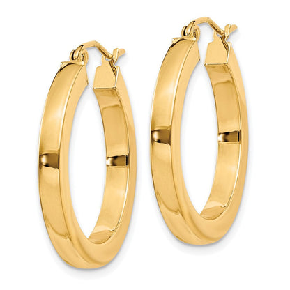 10K Gelbgold 3mm Poliert Quadratisch Creolen
