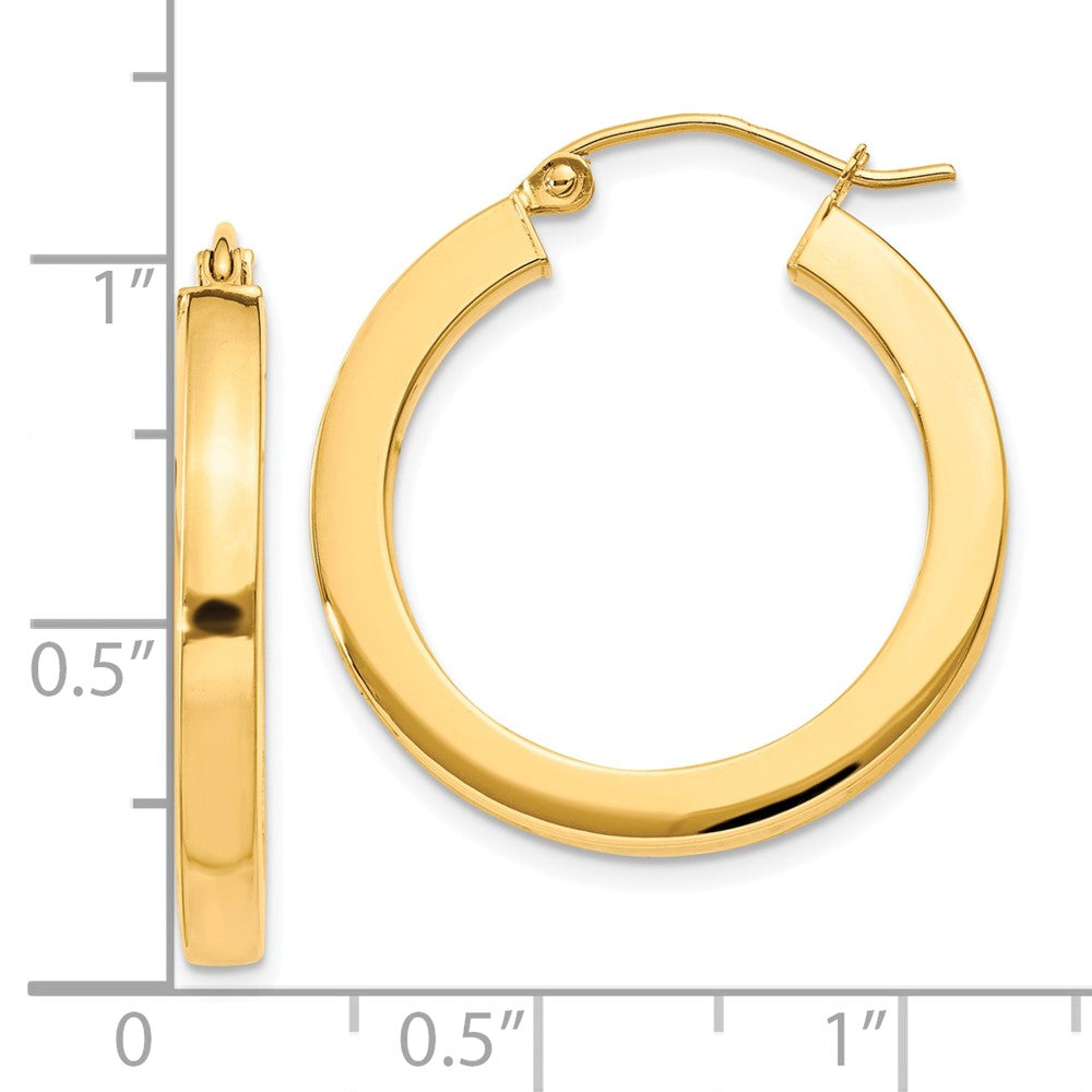 10K Gelbgold 3mm Poliert Quadratisch Creolen