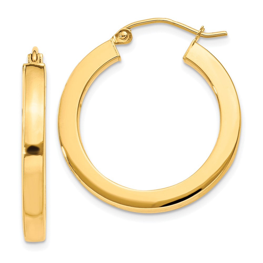 10K Gelbgold 3mm Poliert Quadratisch Creolen