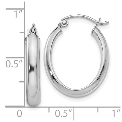 10K Weißgold Poliert 3.5mm Oval Creolen