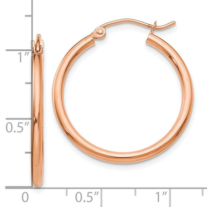 10K Roségold 10K Poliert 2mm Röhre Creolen