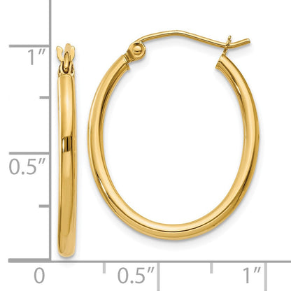 10K Gelbgold Oval Poliert Creole Ohrring