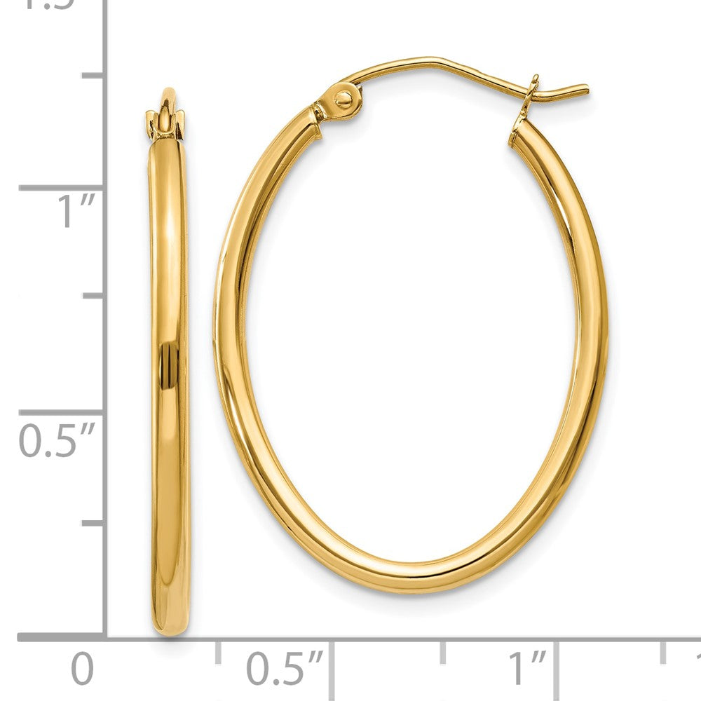 10K Gelbgold Oval Poliert Creole Ohrring