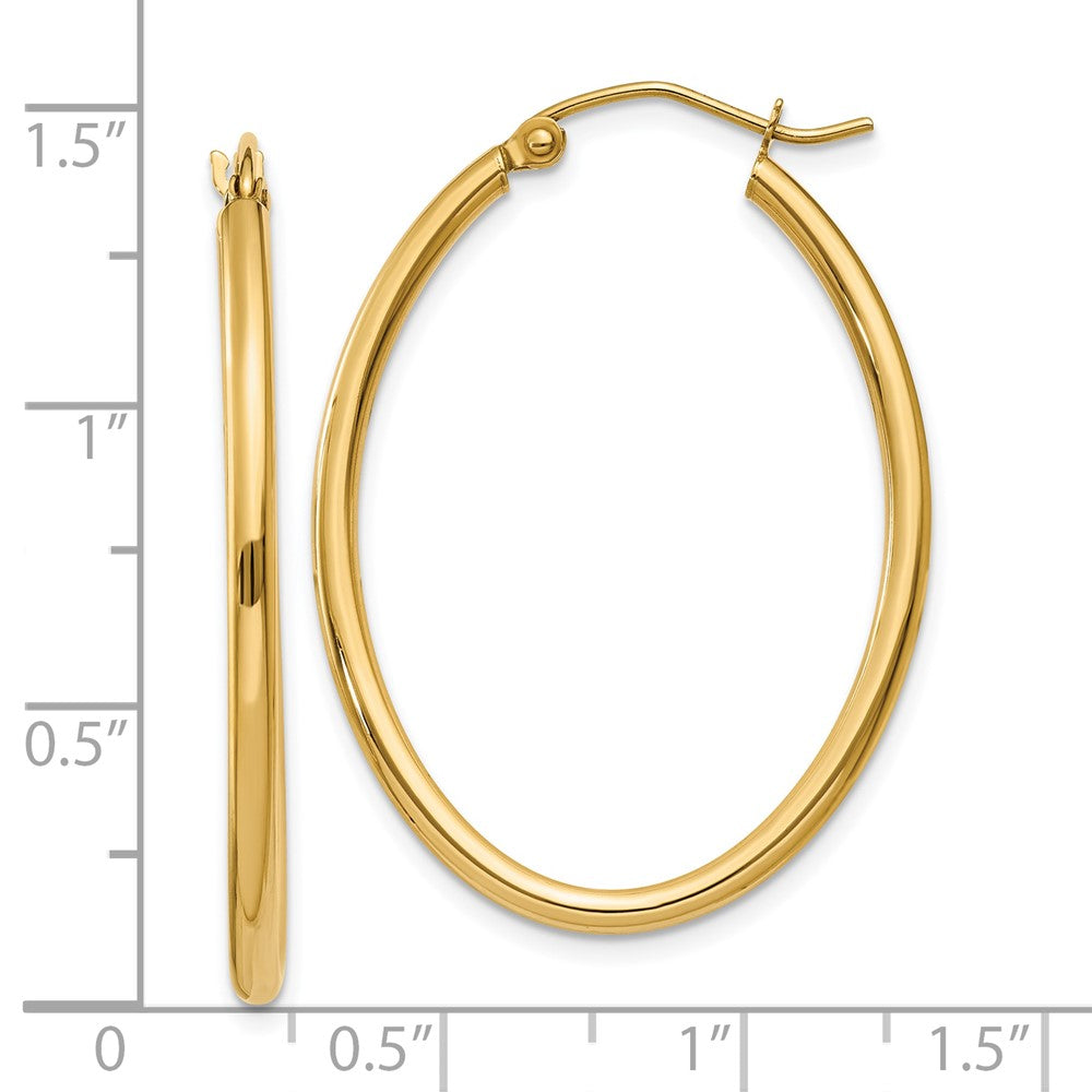 10K Gelbgold Oval Poliert Creole Ohrring