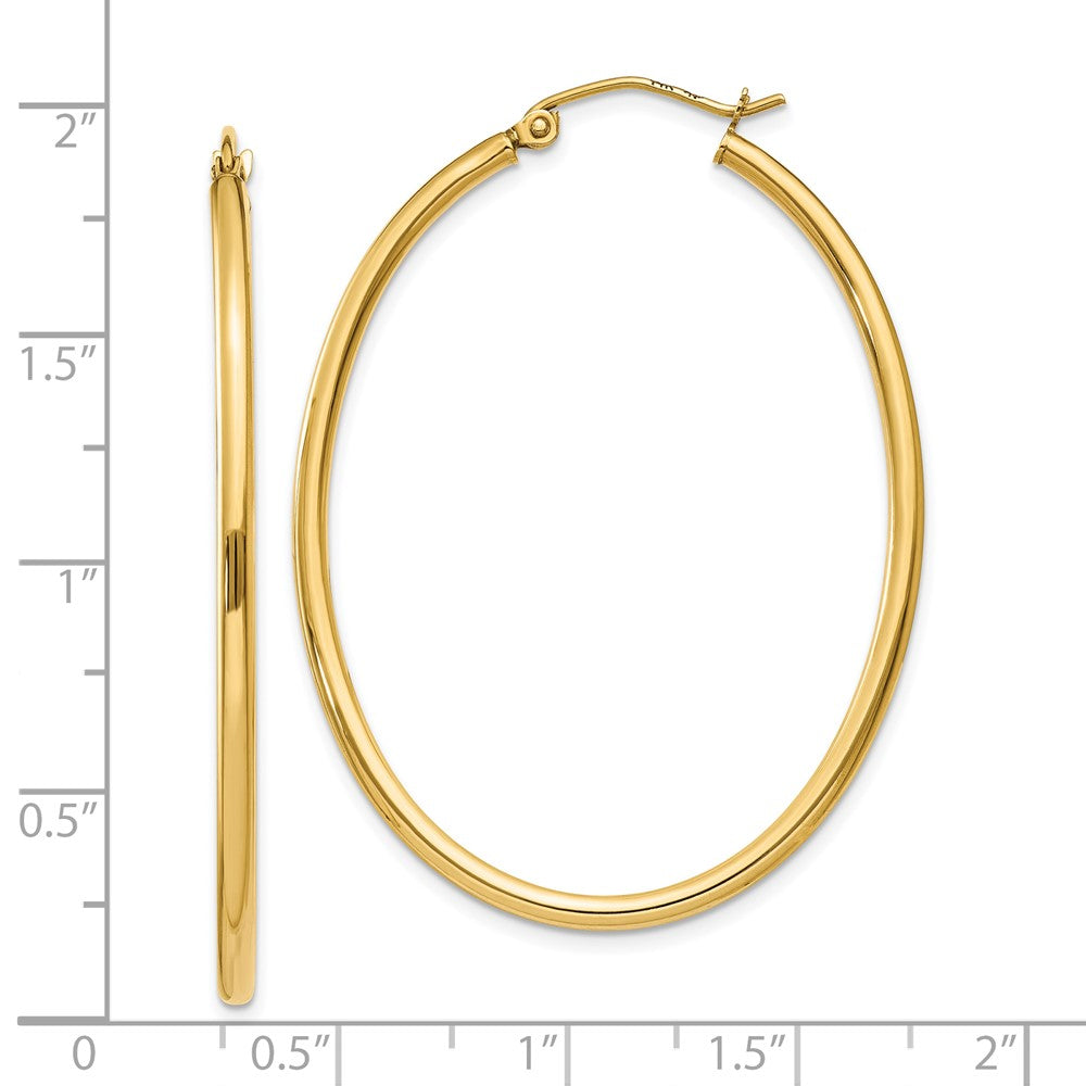 10K Gelbgold Oval Poliert Creole Ohrring