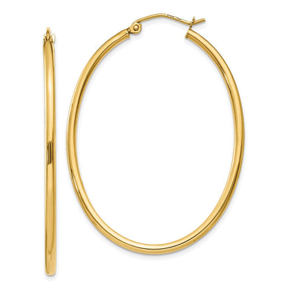 10K Gelbgold Oval Poliert Creole Ohrring