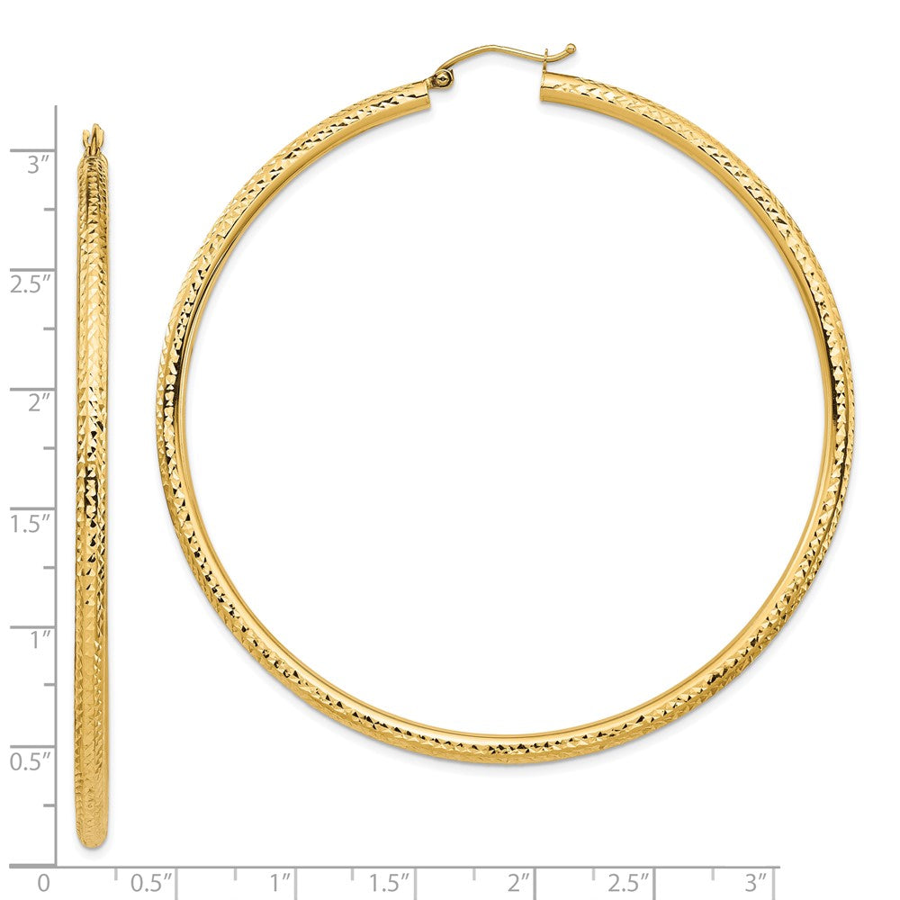 10K Gelbgold Leicht 3mm Diamantiert Creolen