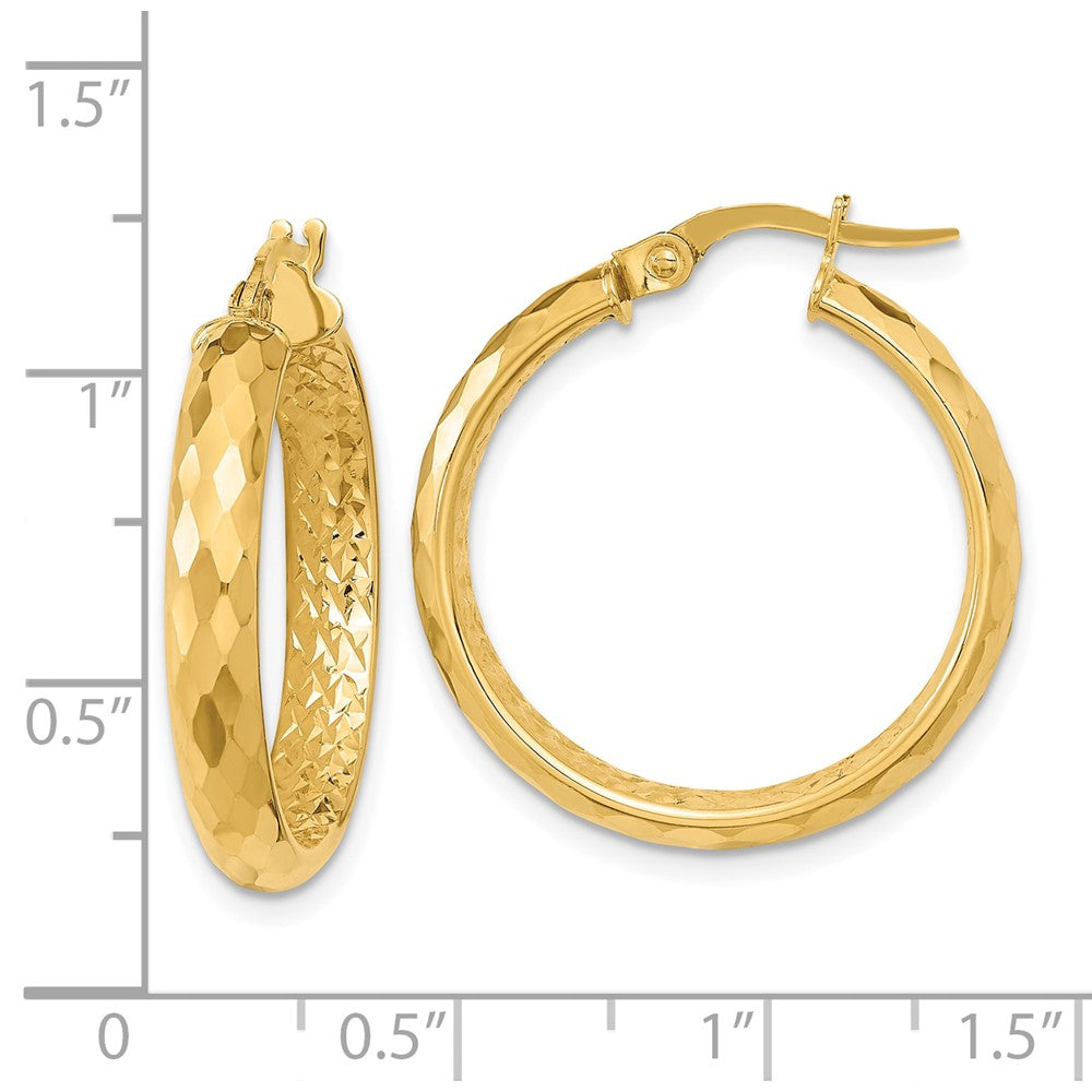 10K Gelbgold Poliert und Strukturiert Diamantiert Inside Fantasie Creolen