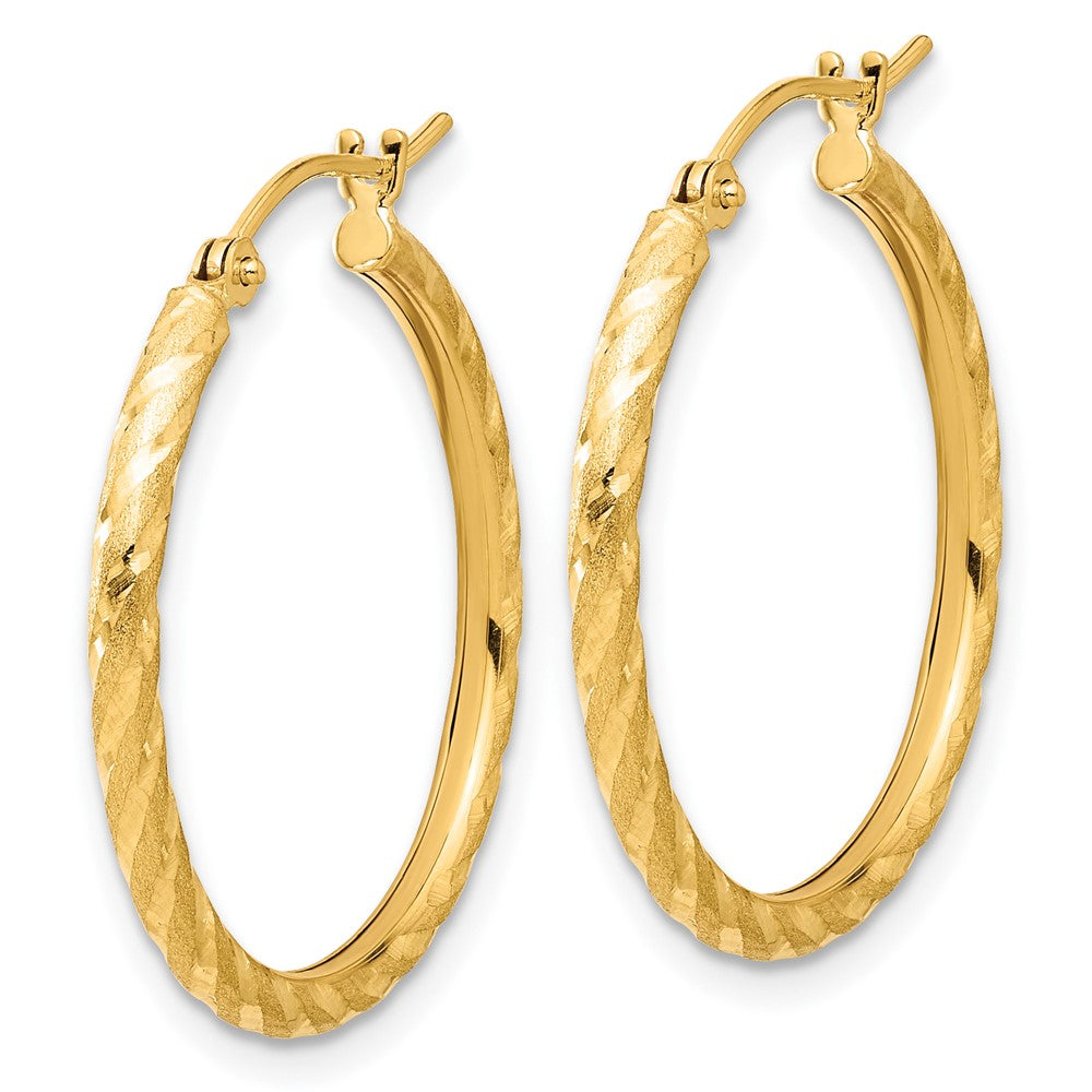 10K Gelbgold Poliert und Satiniert Diamantiert 2.05mm Creolen