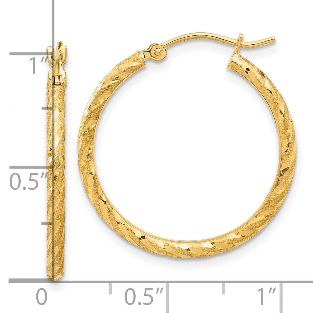 10K Gelbgold Poliert und Satiniert Diamantiert 2.05mm Creolen