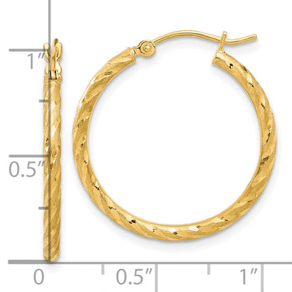 10K Gelbgold Poliert und Satiniert Diamantiert 2.05mm Creolen