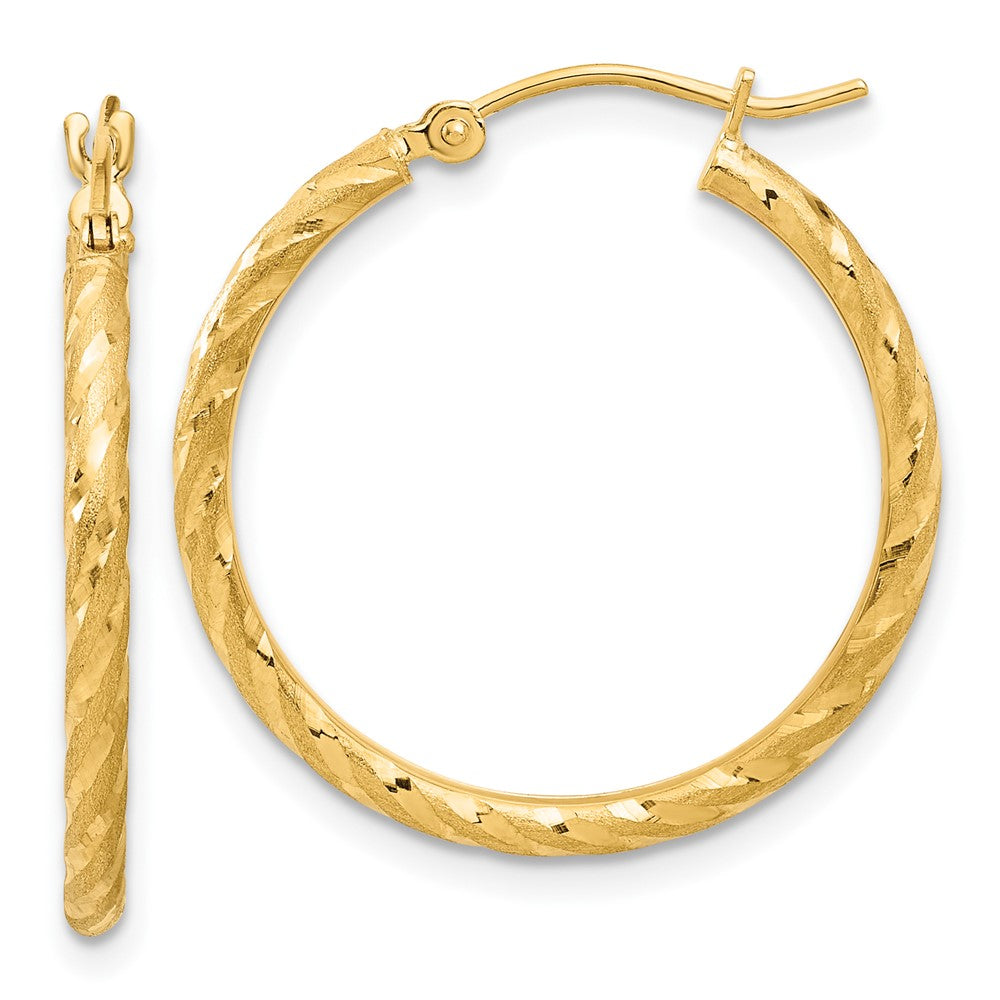 10K Gelbgold Poliert und Satiniert Diamantiert 2.05mm Creolen