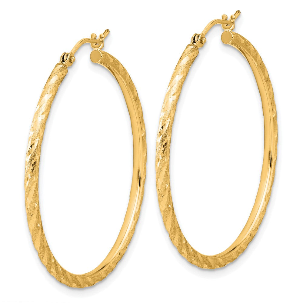 10K Gelbgold Poliert und Satiniert Diamantiert 2.00mm Creolen