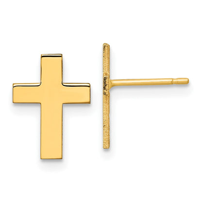 10K Gelbgold Poliert Kreuz Ohrringe