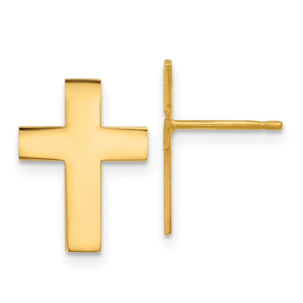 10K Gelbgold Poliert Kreuz Ohrringe