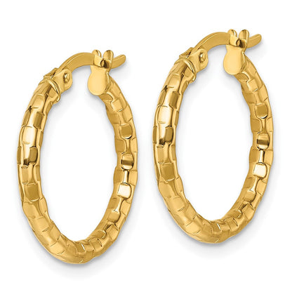 10K Gelbgold 10K Poliert und Strukturiert 2.50 X 19mm Röhre Creolen