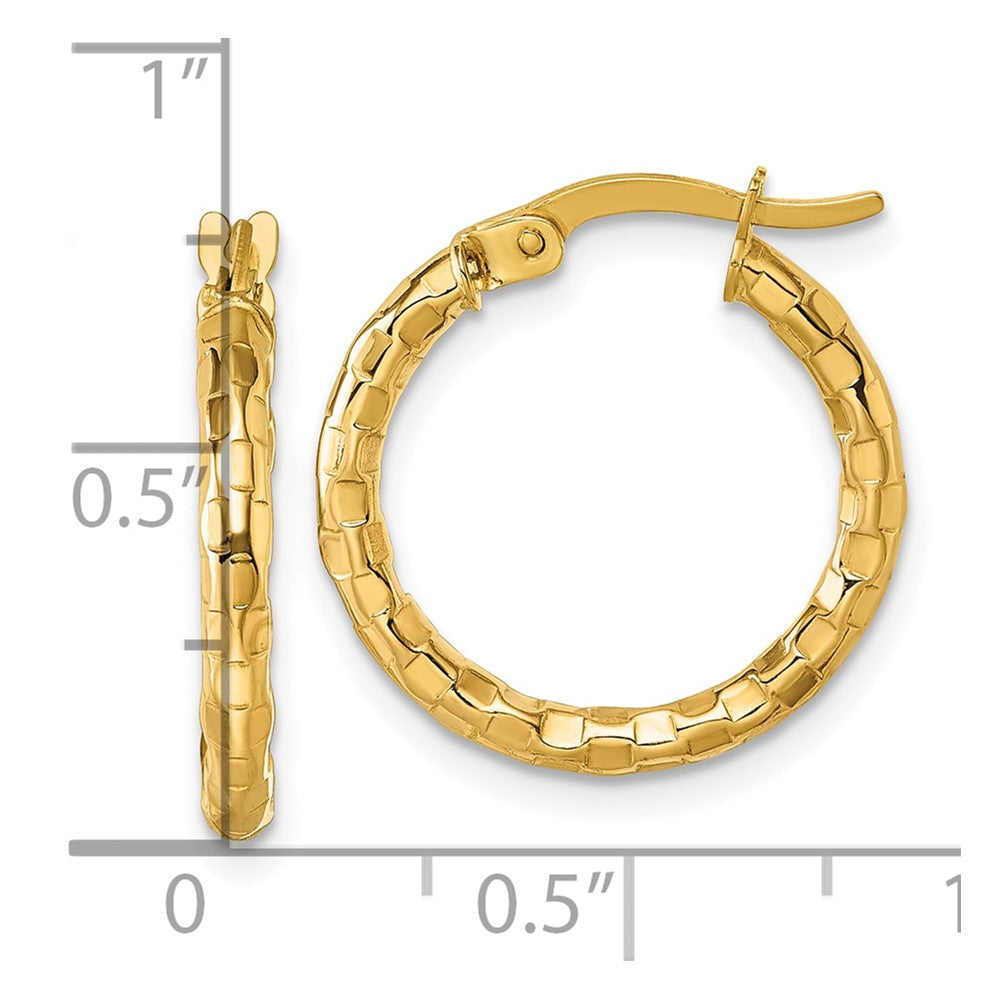 10K Gelbgold 10K Poliert und Strukturiert 2.50 X 19mm Röhre Creolen