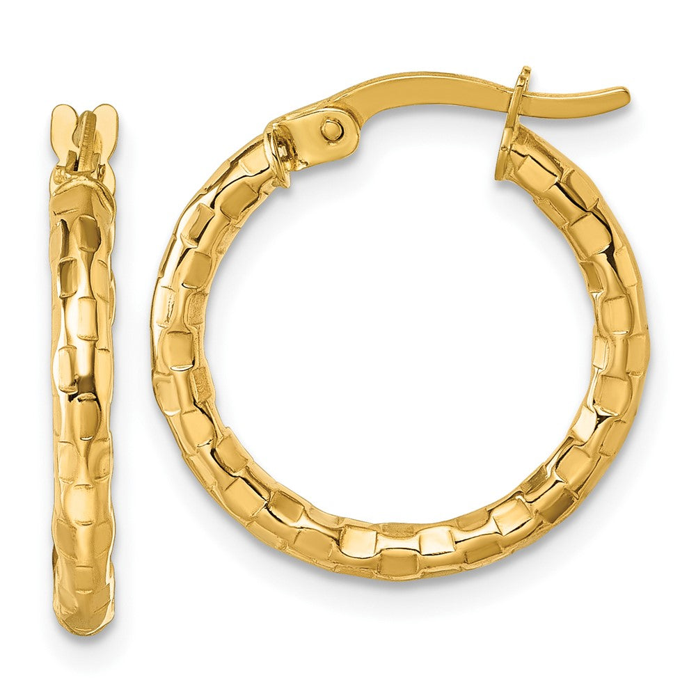 10K Gelbgold 10K Poliert und Strukturiert 2.50 X 19mm Röhre Creolen