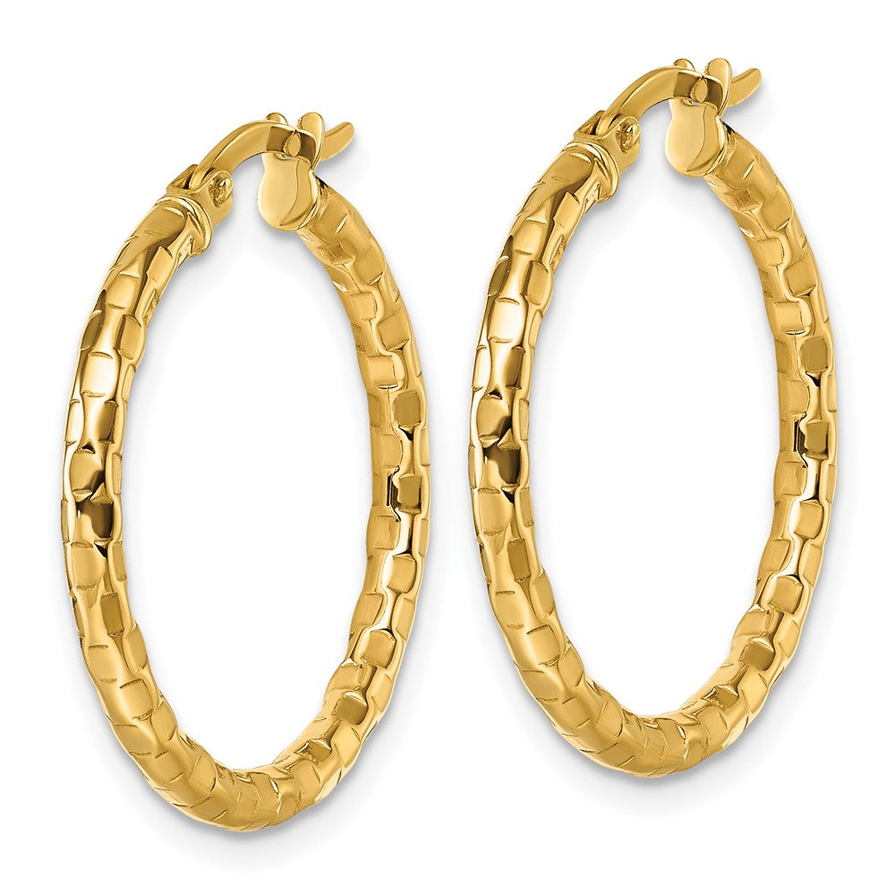 10K Gelbgold 10K Poliert und Strukturiert 2.50 X 24mm Röhre Creolen
