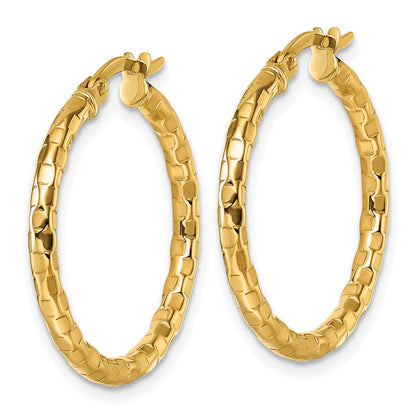 10K Gelbgold 10K Poliert und Strukturiert 2.50 X 24mm Röhre Creolen