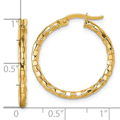 10K Gelbgold 10K Poliert und Strukturiert 2.50 X 24mm Röhre Creolen