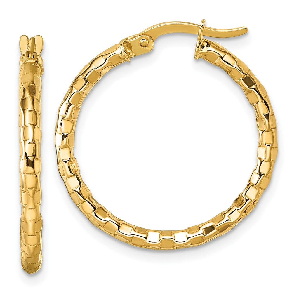 10K Gelbgold 10K Poliert und Strukturiert 2.50 X 24mm Röhre Creolen