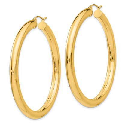 10K Gelbgold Poliert 5mm Röhre Creolen
