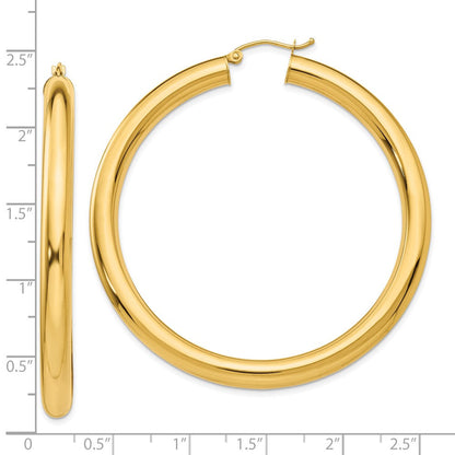10K Gelbgold Poliert 5mm Röhre Creolen