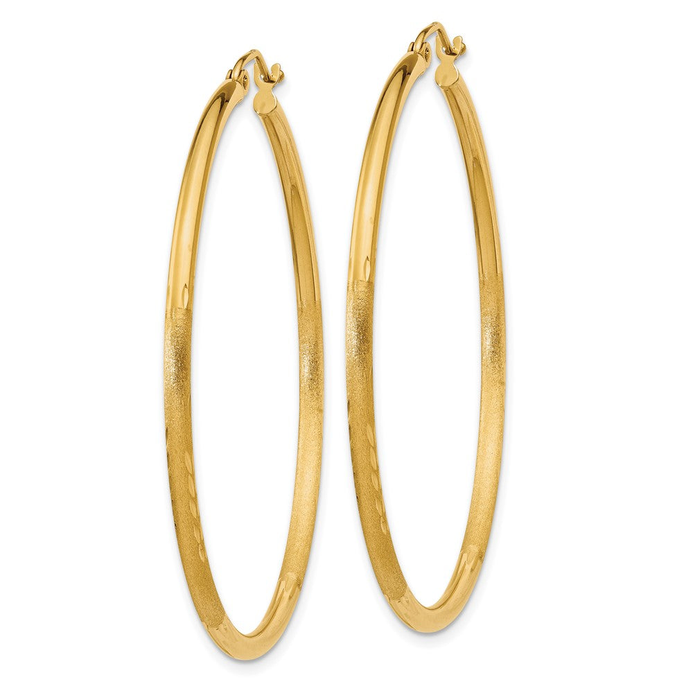 10K Gelbgold Satiniert und Diamantiert 2mm Rund Röhre Creolen