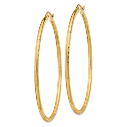 10K Gelbgold Satiniert und Diamantiert 2mm Rund Röhre Creolen