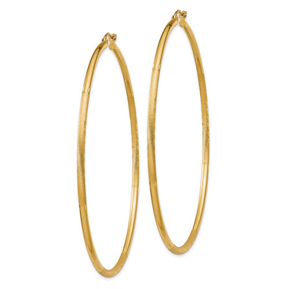 10K Gelbgold Satiniert und Diamantiert 2mm Rund Röhre Creolen