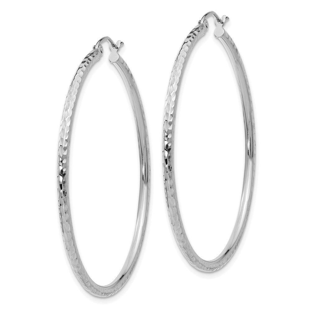 10K Weißgold Diamantiert 2mm Rund Röhre Creolen